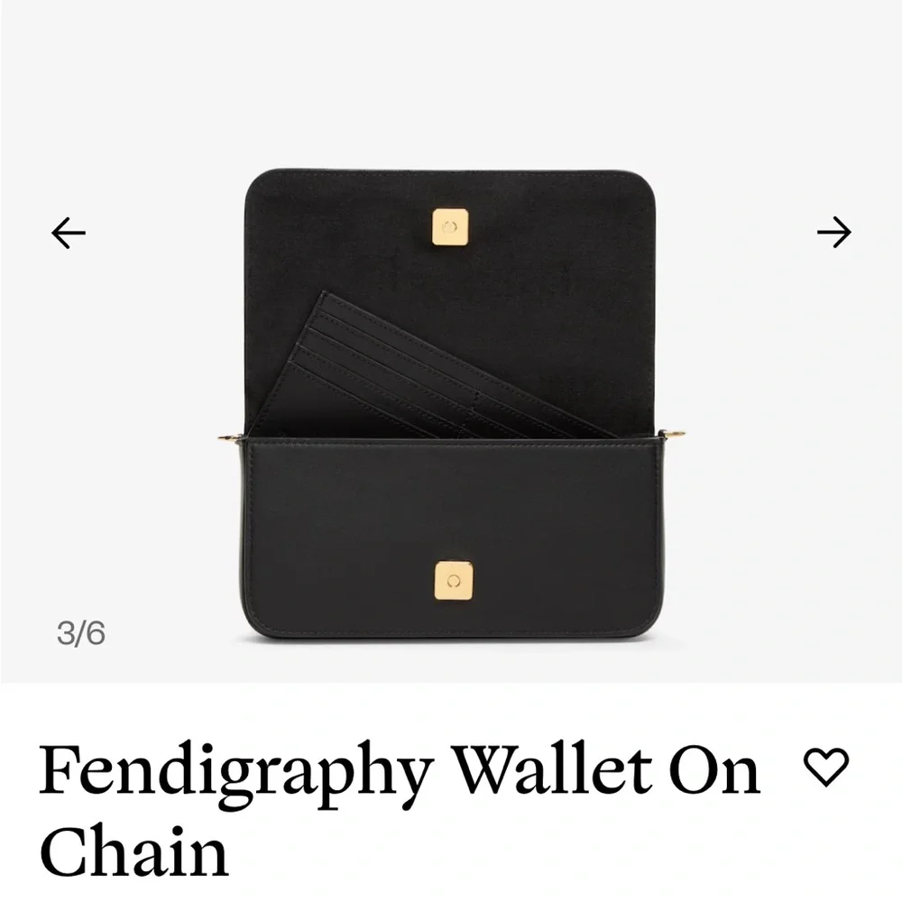 Fendi Black Wallet with Gold Chain - Picture 3 of 12